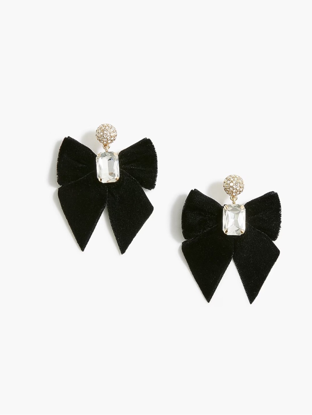 NWOT j crew Velvet bow crystal statement earrings
